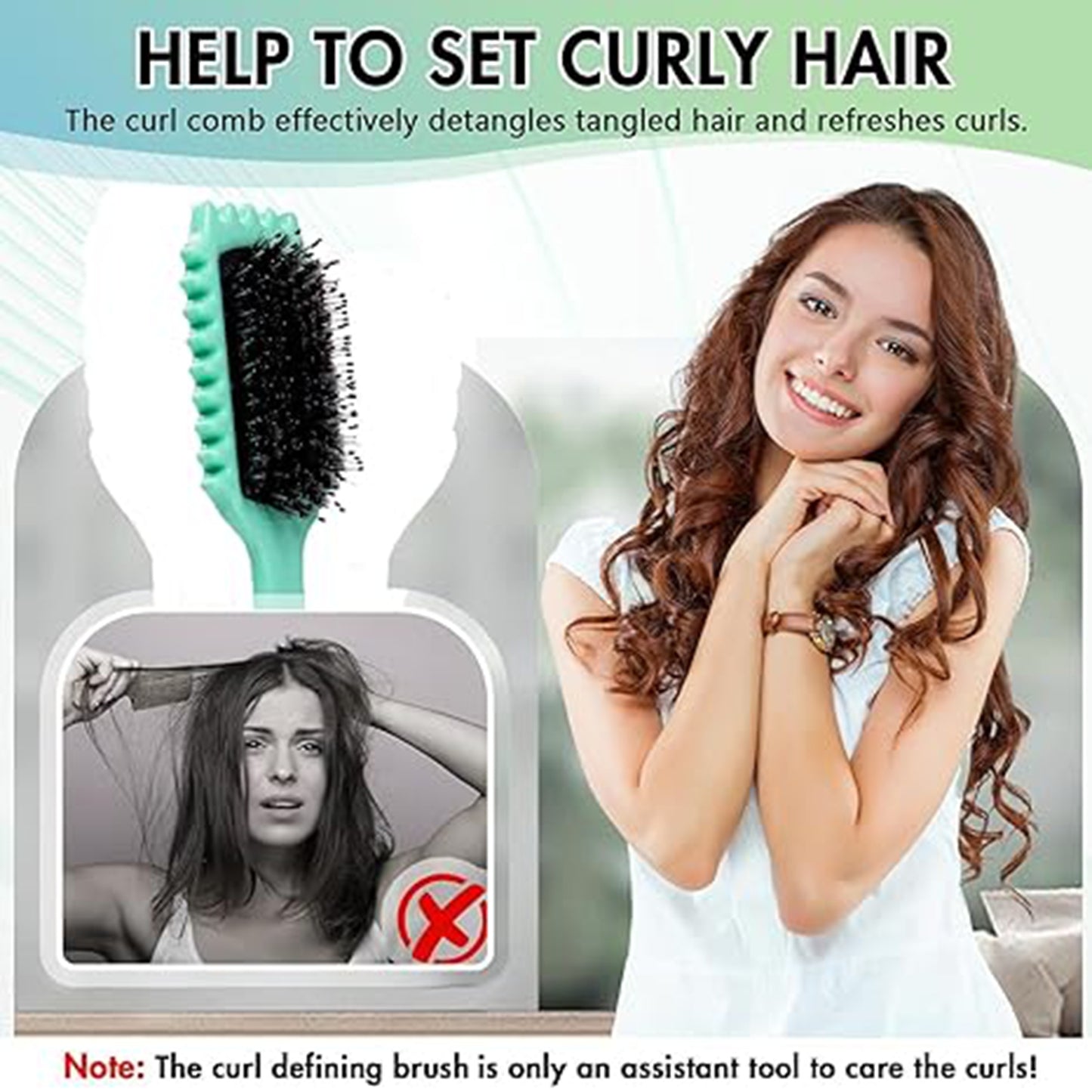 Curl Brush, Curl Defining Brush, Curl Brush For Curly Hair, for Combing and Shaping Men's and Women's Curls to Reduce Pulling and Curl Separation