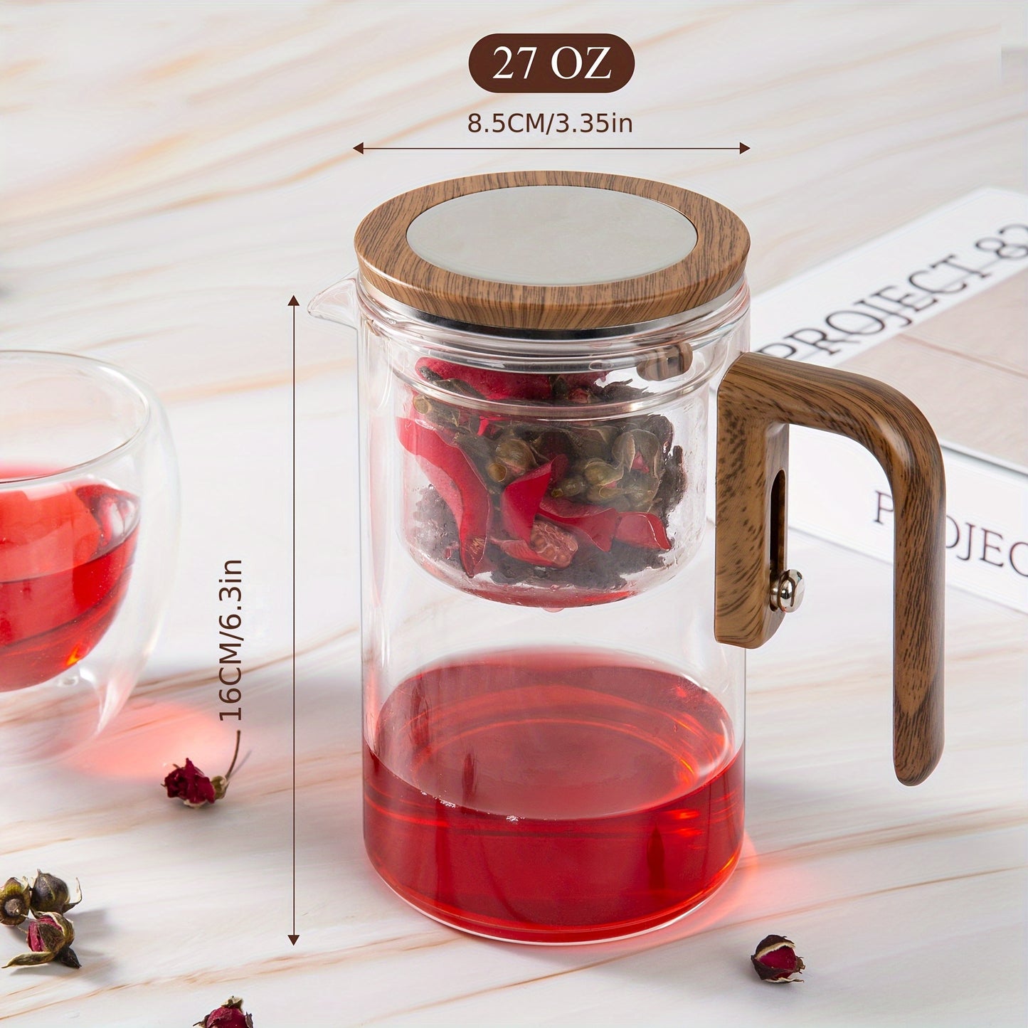 27/20.29oz Heat-Resistant Glass Teapot with Magnetic Infuser - Perfect for Loose Leaf & Bagged Tea, Ideal Gift